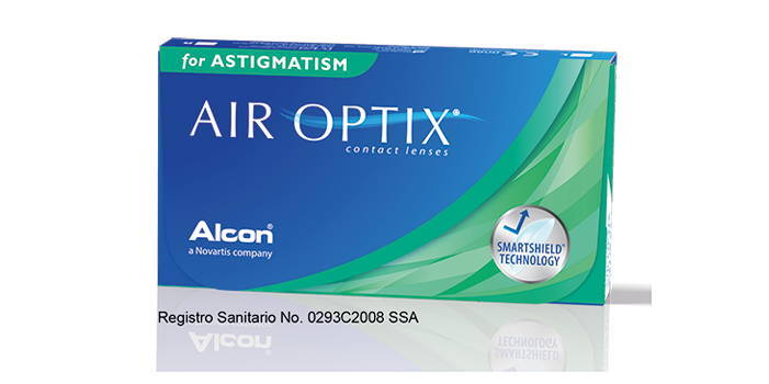 Imagen de la caja de lentes de contacto de reemplazo mensual de la marca Air Optix Astigmatismo.