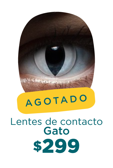 Imagen del ojo de una persona que lleva puesto un lente de contacto de color en tono blanco, con una raya negra a la mitad