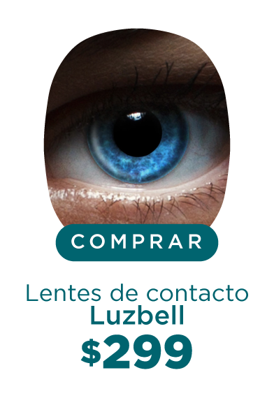 Imagen del ojo de una persona que lleva puesto un lente de contacto de color en tono azul