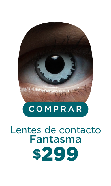 Imagen del ojo de una persona que lleva puesto un lente de contacto de color en tono blanco